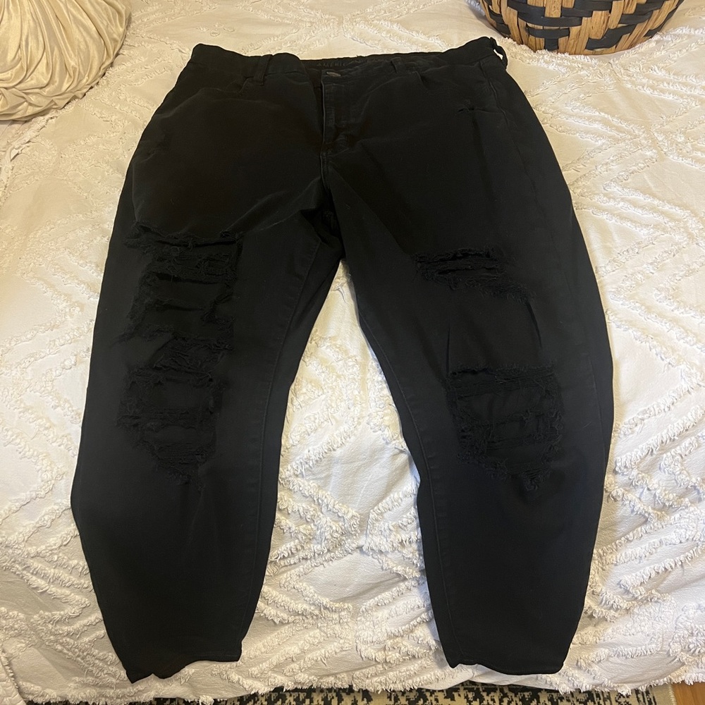 American Eagle Curvy High Rise Jegging 18 Short-Very Distressed